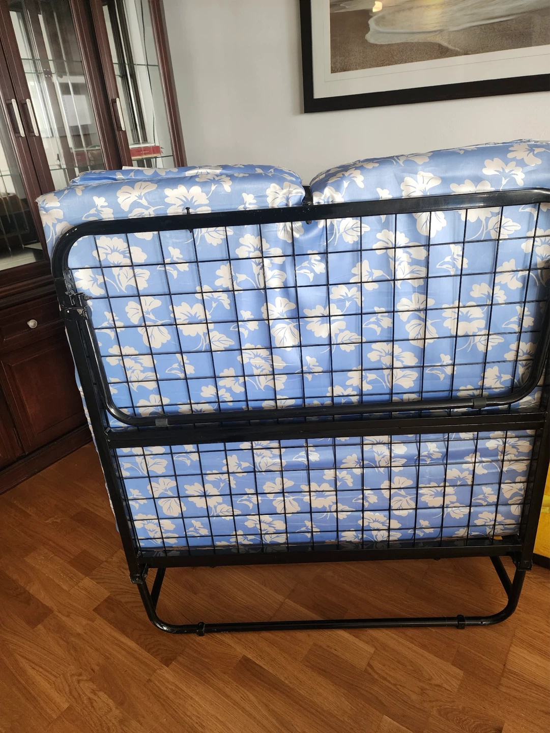 Folding Bed with Blue Floral Mattress
