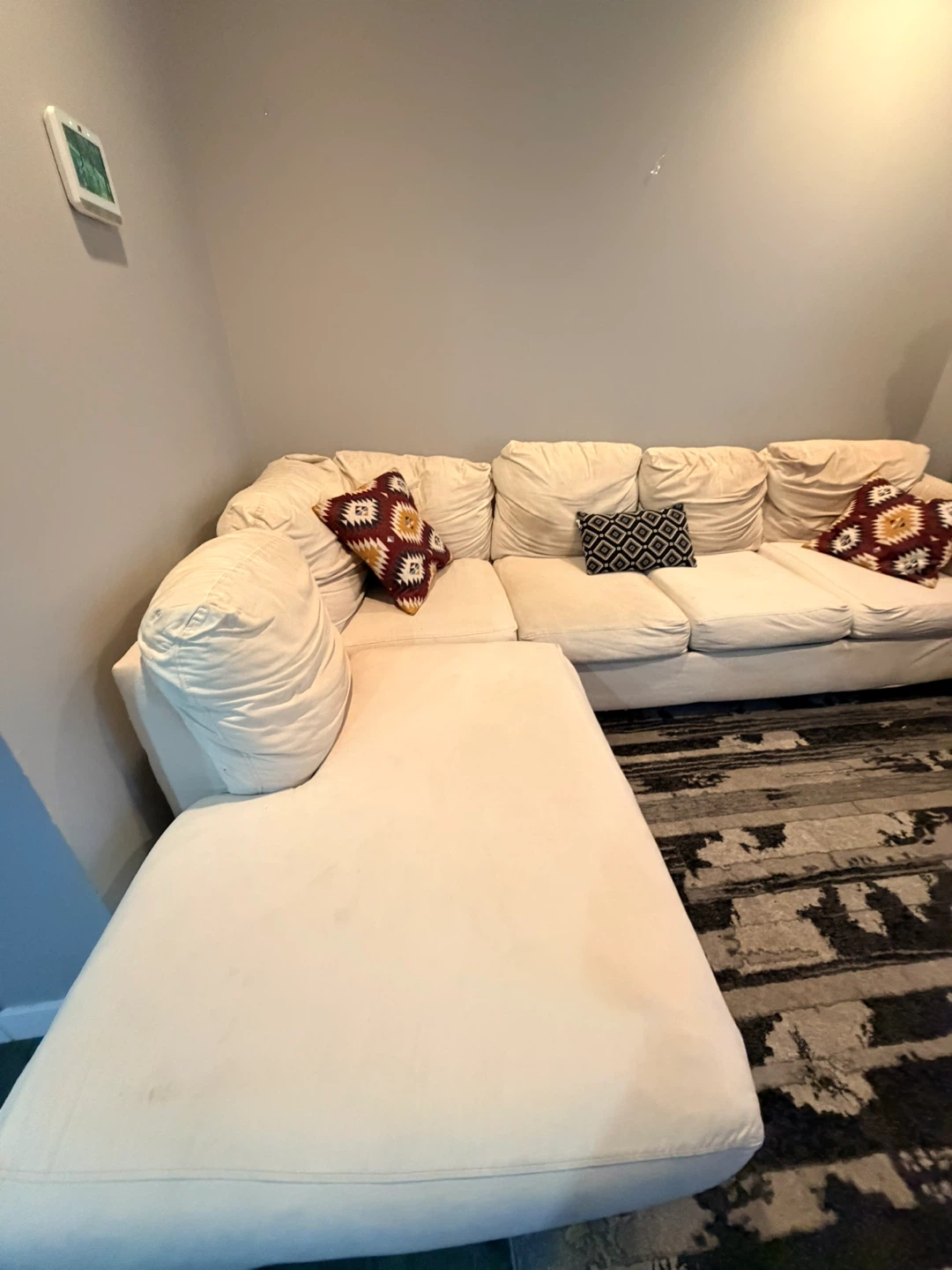 Cream Sectional Sofa with Chaise - photo 3