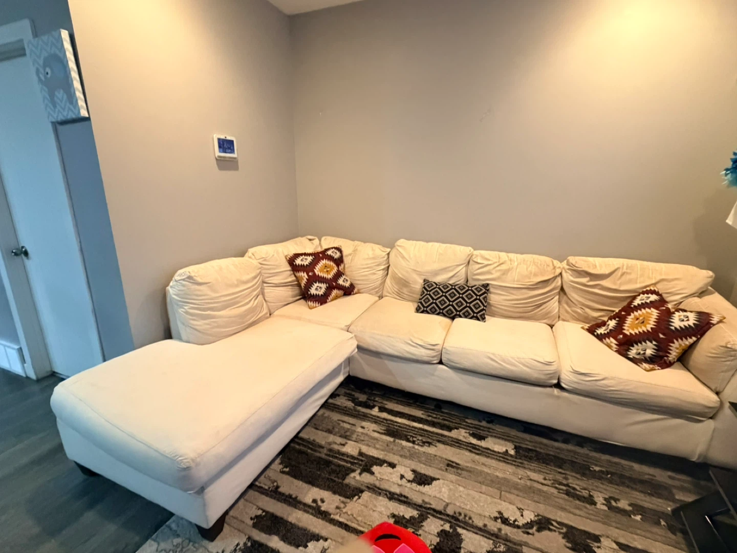 Cream Sectional Sofa with Chaise - photo 2