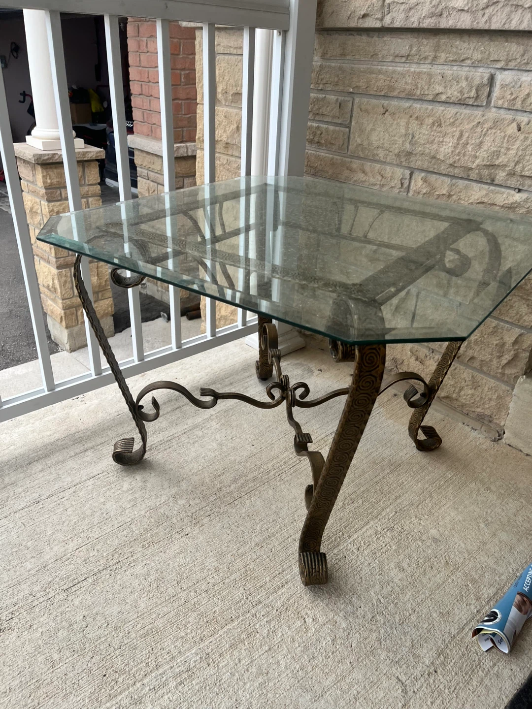 Glass Top Metal Side Table