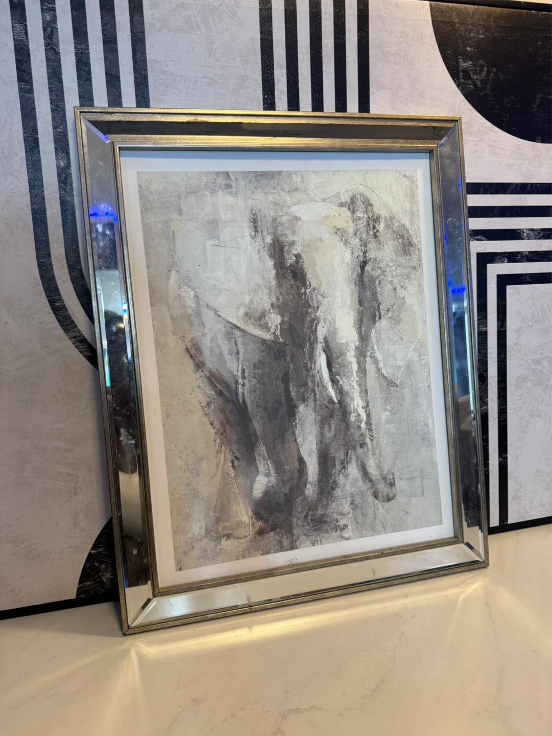 Mirrored Framed Elephant Art Print