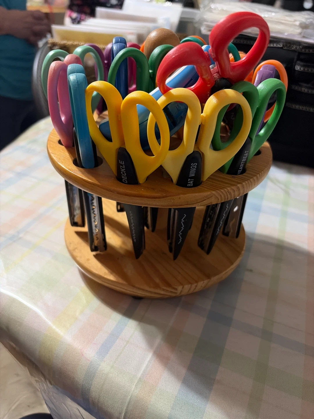 Set of 12 Decorative Scissors with Wooden Stand