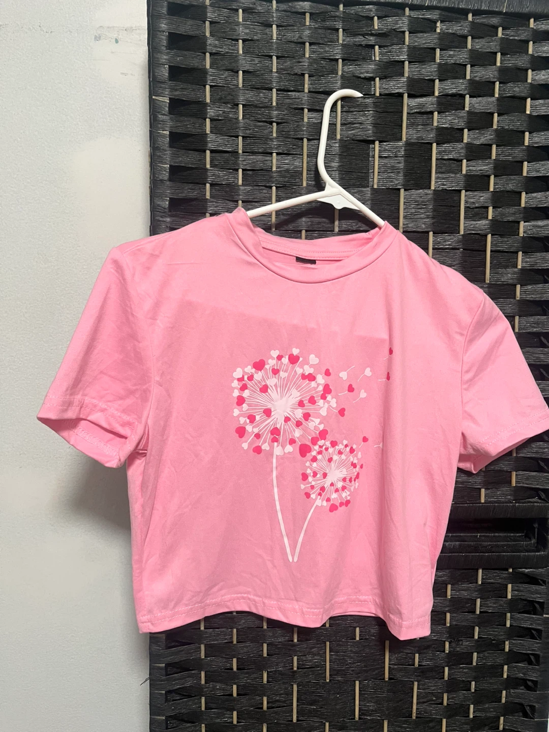 Pink Graphic T-Shirt with Dandelion Heart Print