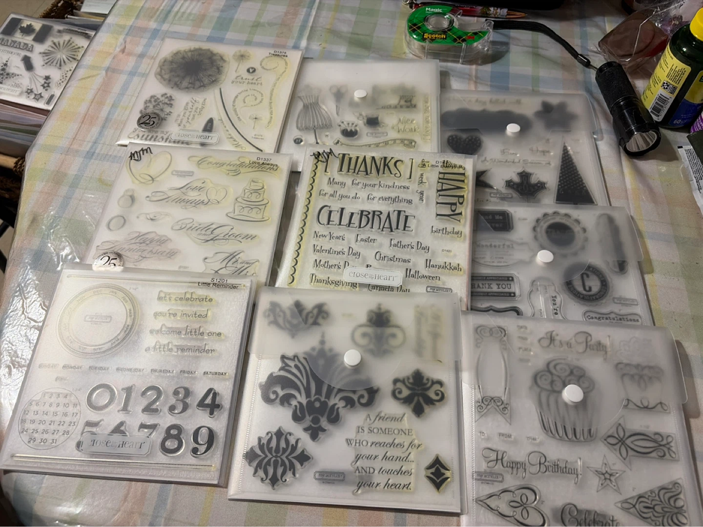 Lot of 9 Clear Stamp Sets for Crafting & Scrapbooking