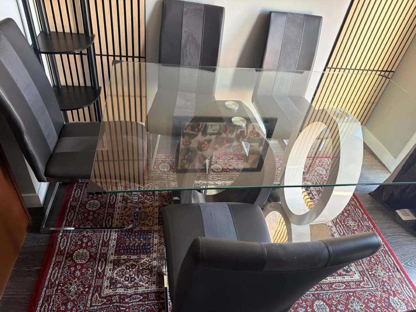 Glass Dining Table with 4 Chairs