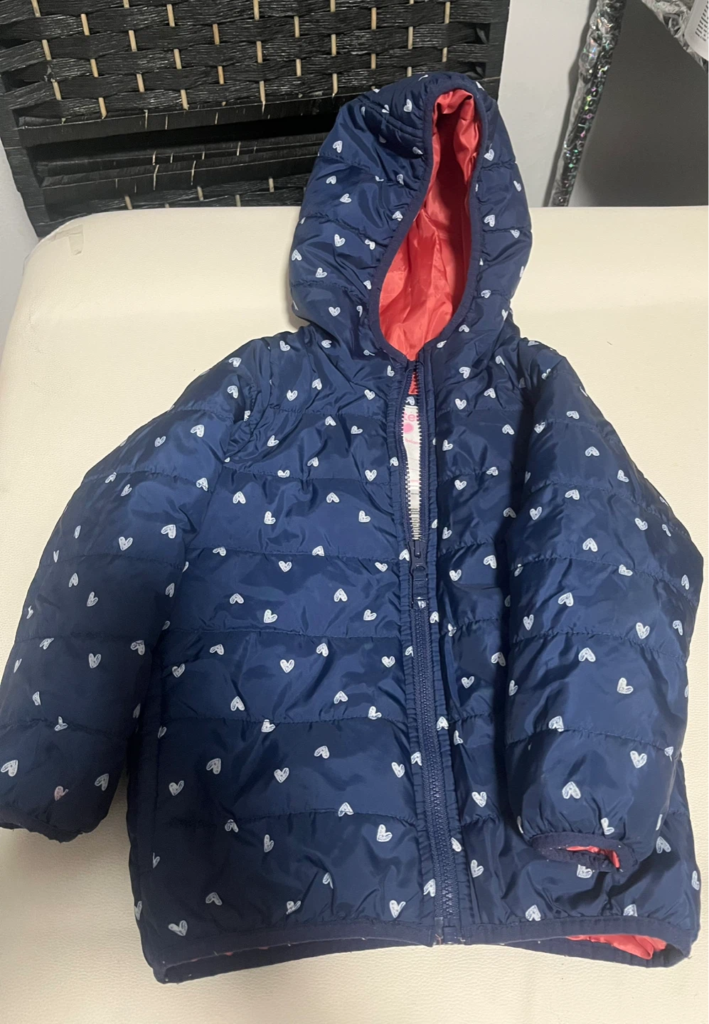 Carter's Navy Blue Heart Puffer Jacket Size 4T