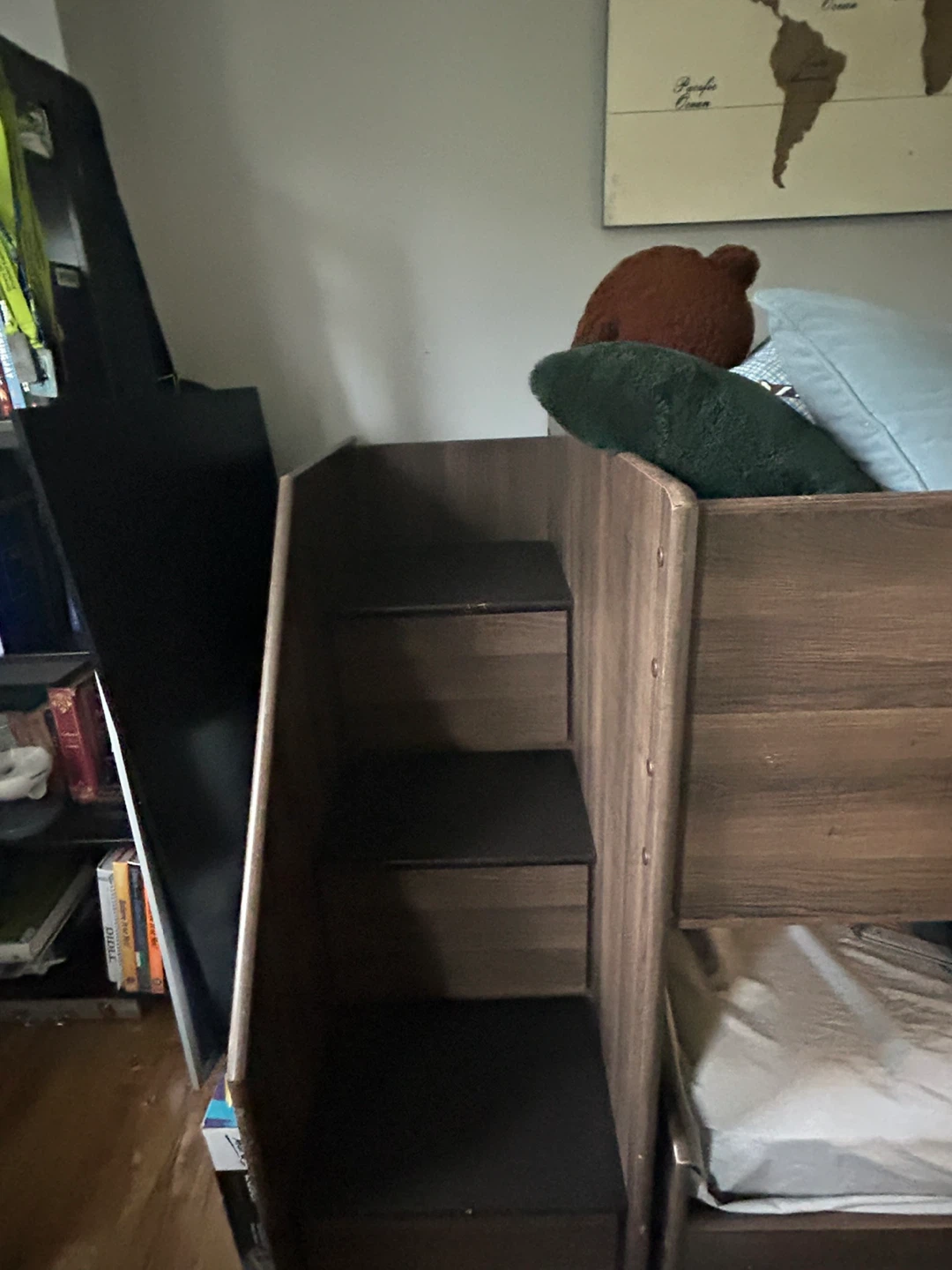 Wooden Bunk Bed with Stairs