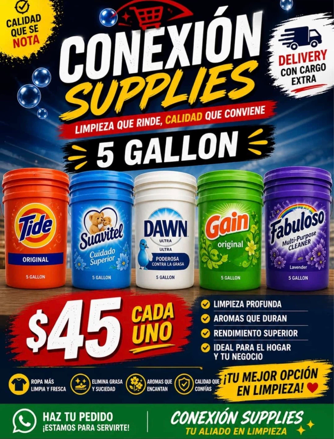 5 Gallon Detergent Buckets Tide Downy Suavitel Gain Dawn