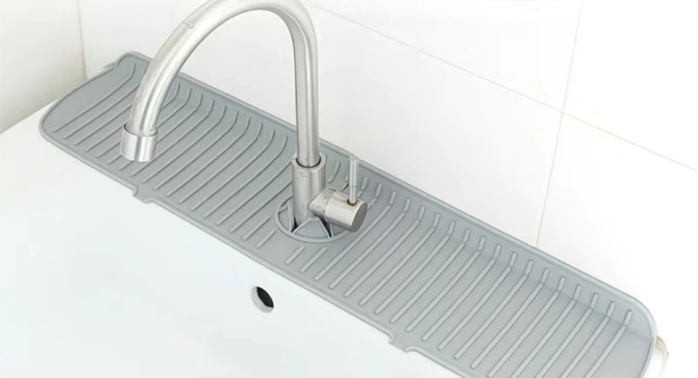 Grey Silicone Faucet Splash Guard Mat