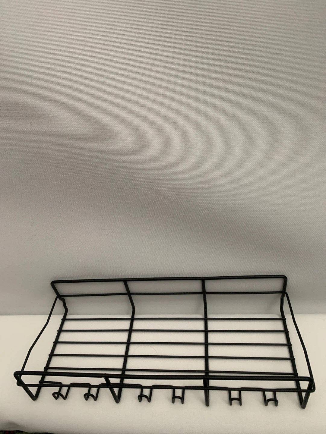 Black Wire Wall Shelf with Hooks
