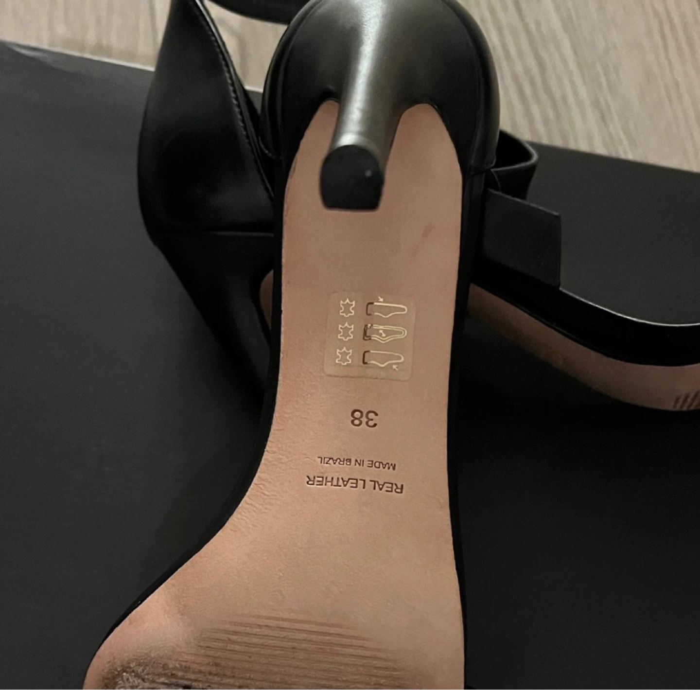 Iris & Ink Black Leather Ankle Strap Heels - photo 5