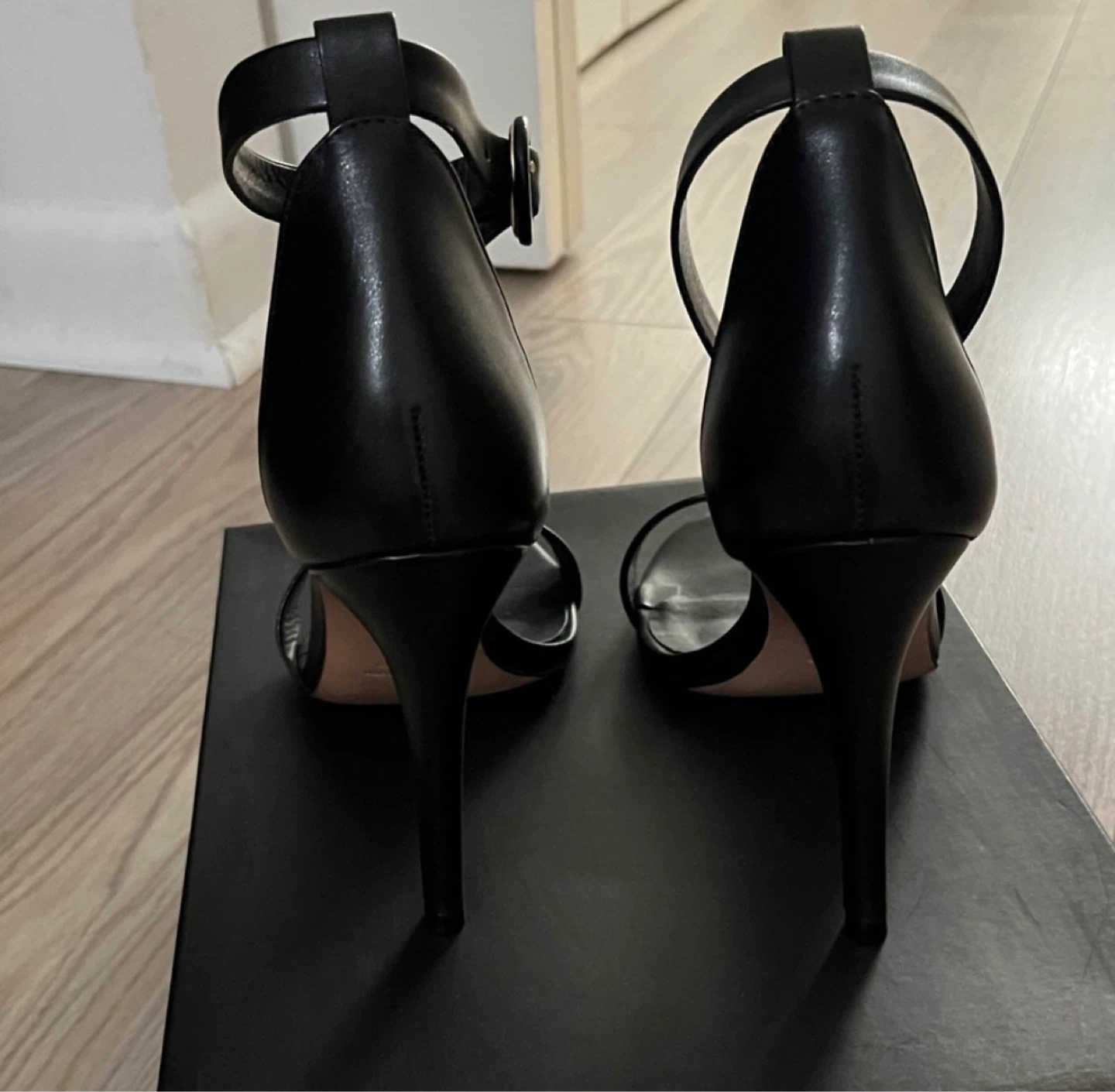 Iris & Ink Black Leather Ankle Strap Heels - photo 3