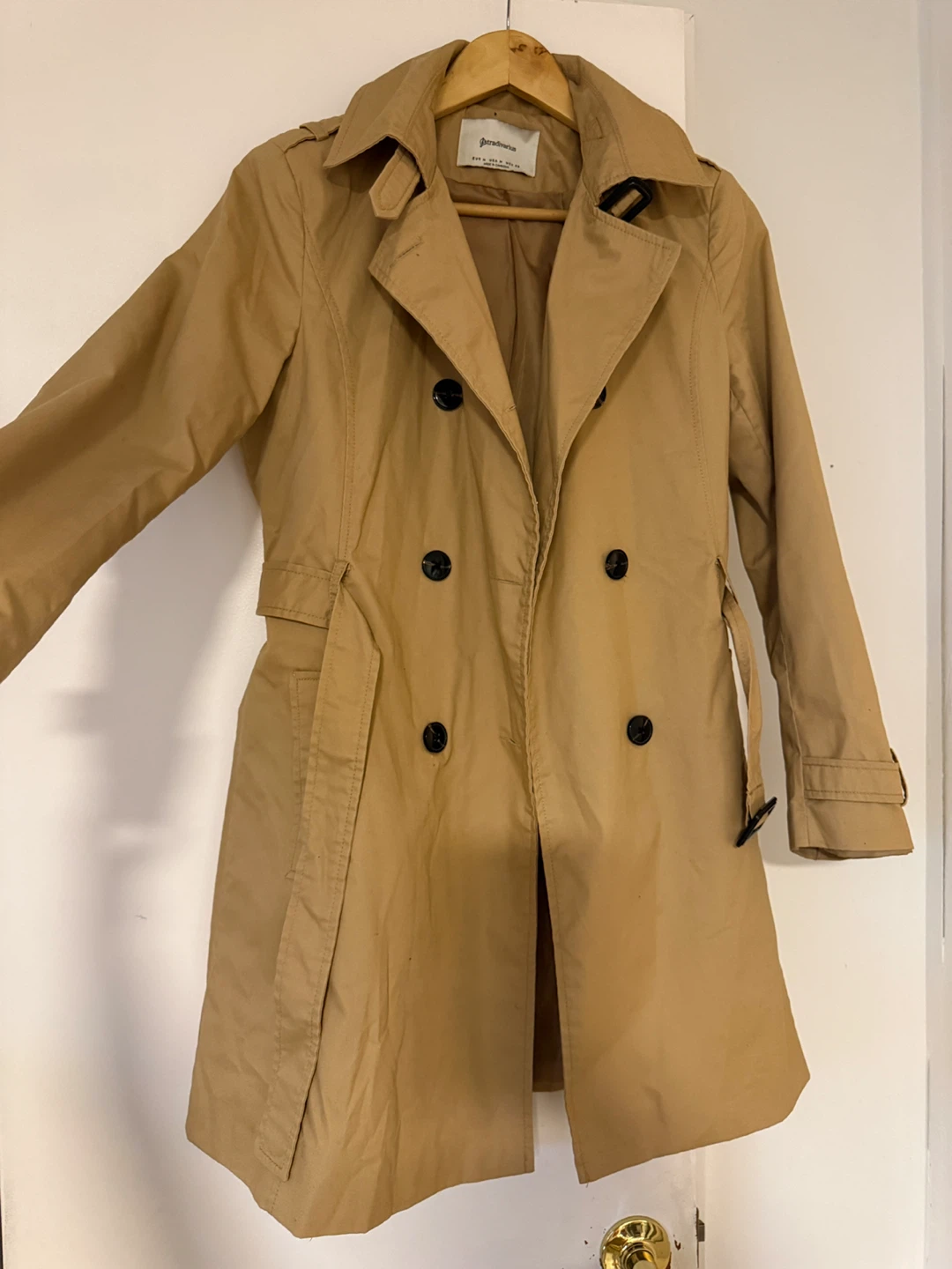 Women’s Tan Double-Breasted Trench Coat - Size Medium