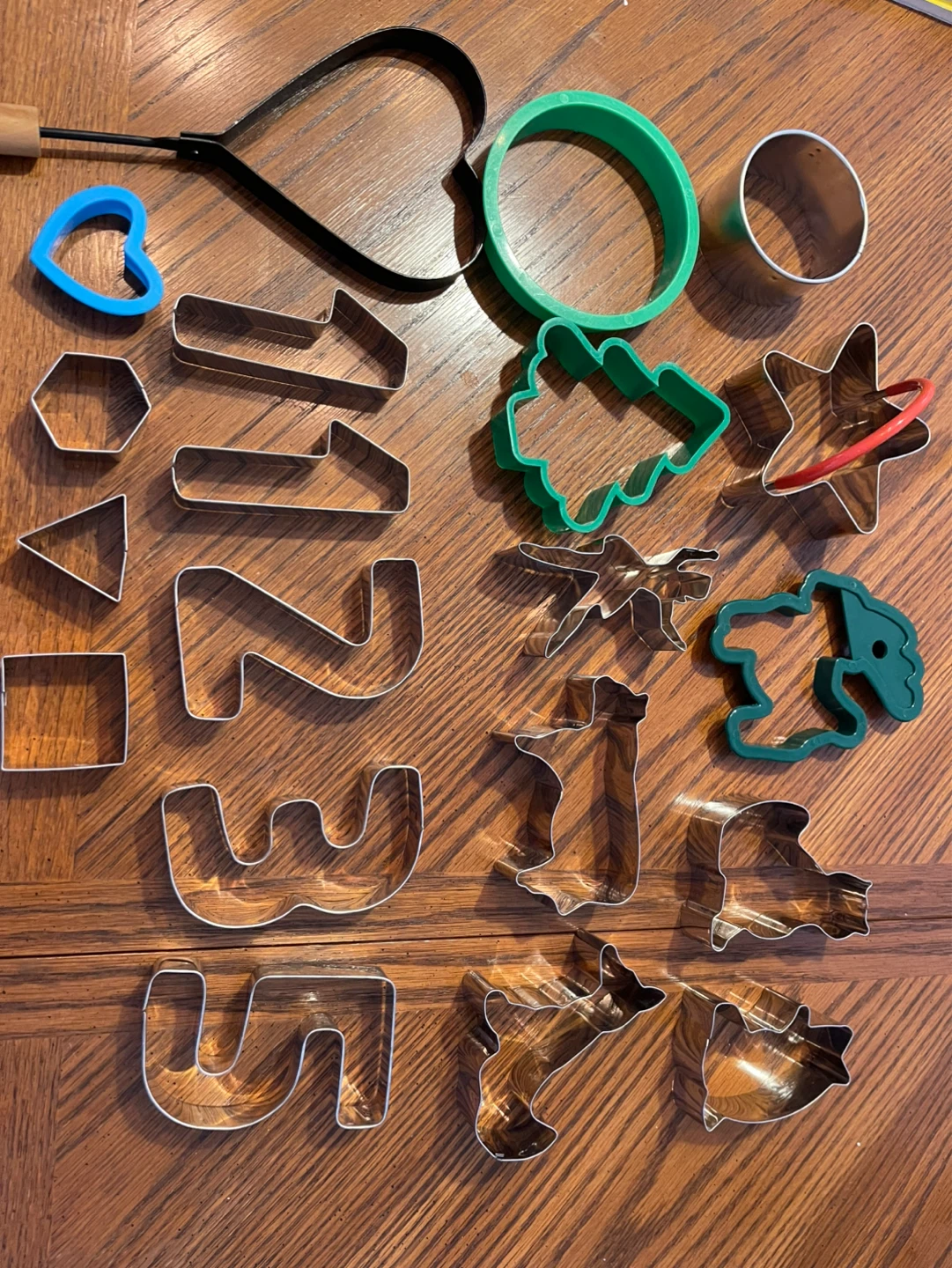 Assorted Metal Cookie Cutters - Numbers, Shapes, and Animals