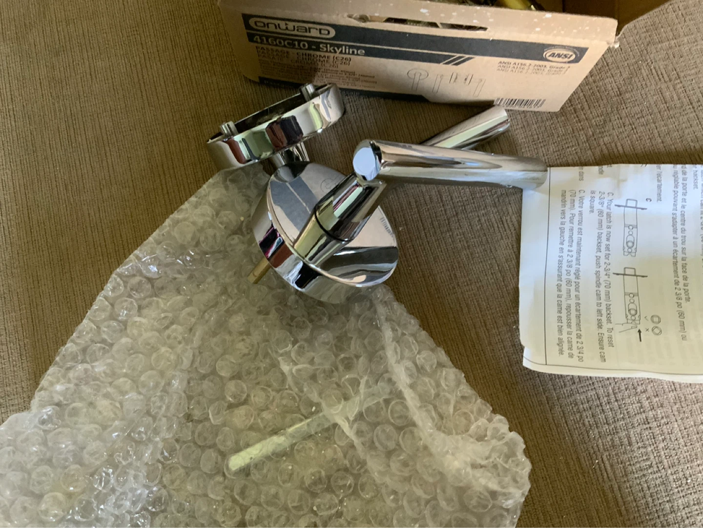 NEW Chrome Passage Door Handle Lever Set - photo 4