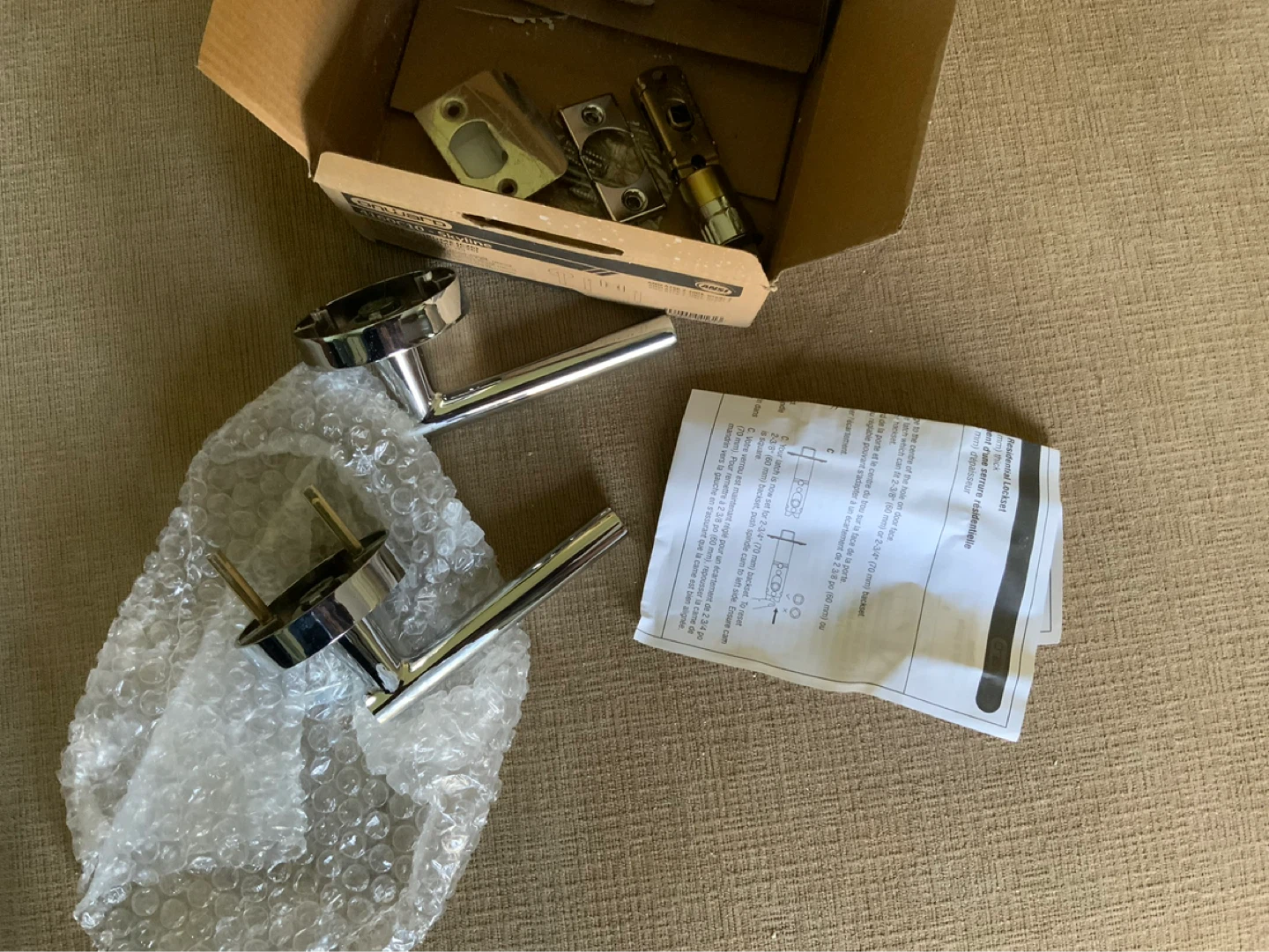 NEW Chrome Passage Door Handle Lever Set