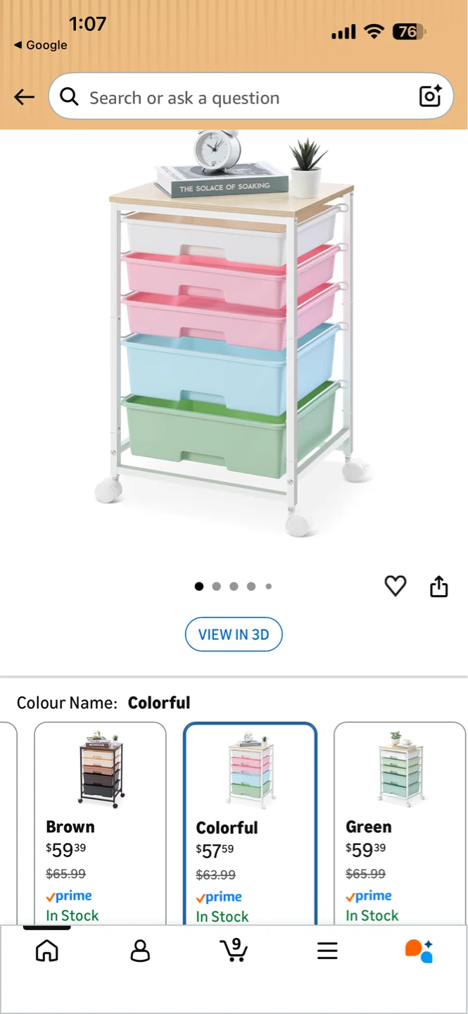 Rolling Storage Cart with 6 Drawers