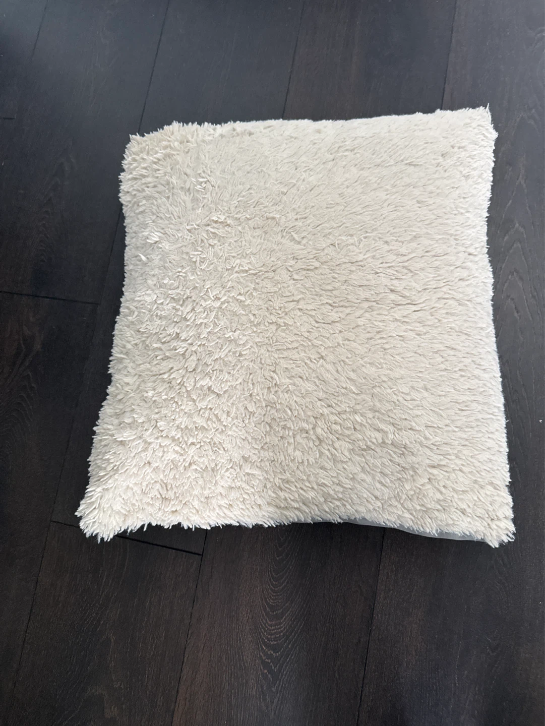 Cream and grey faux fur throw pillow