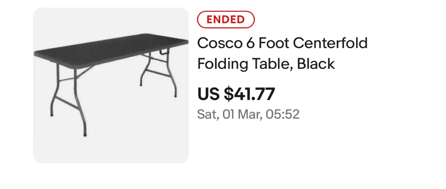 X2 6 Ft Centerfold Folding Table & X10 Folding Chairs
