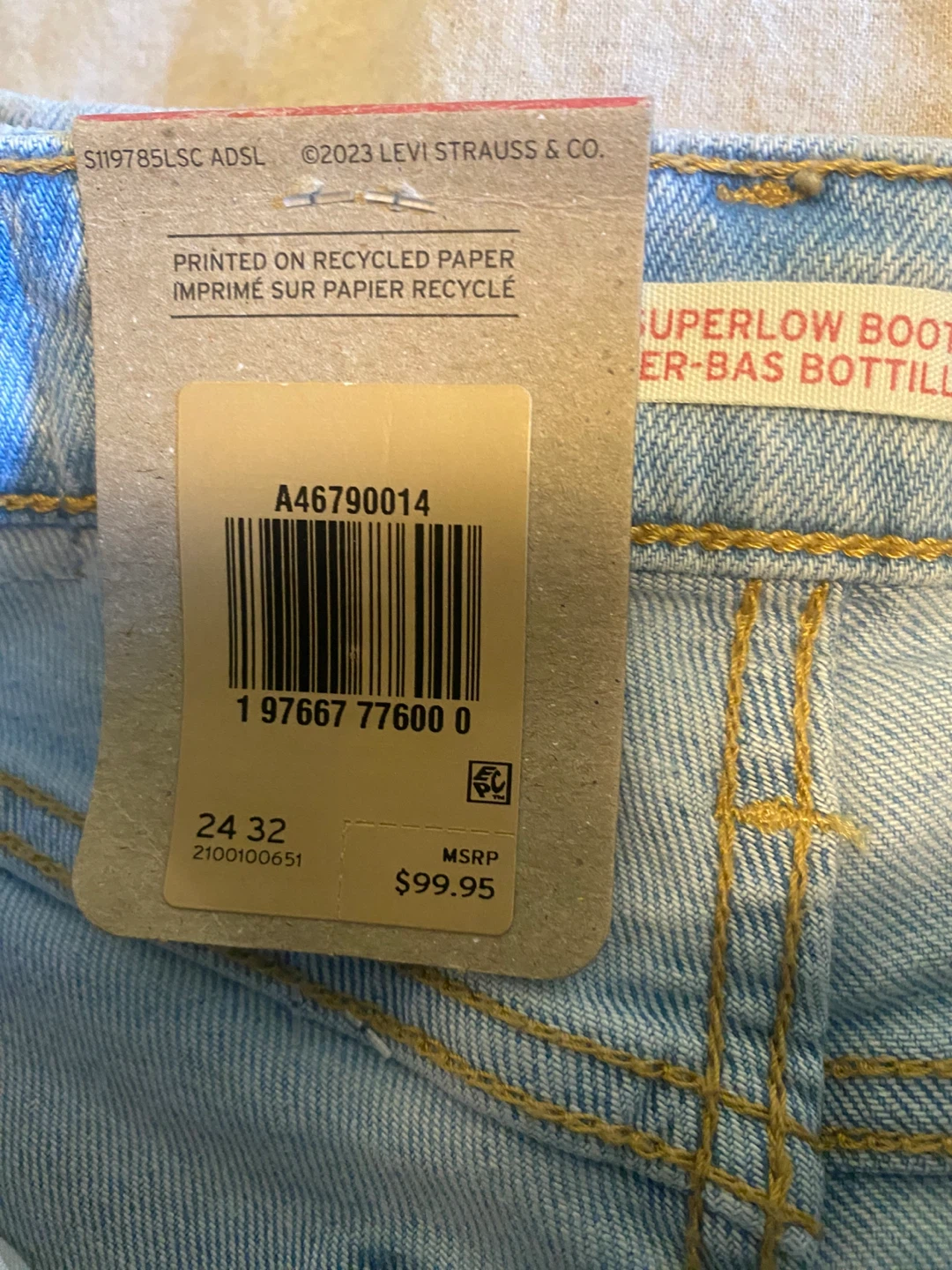 Levi's Superlow Bootcut Jeans Size 24x32 Light Wash - photo 3