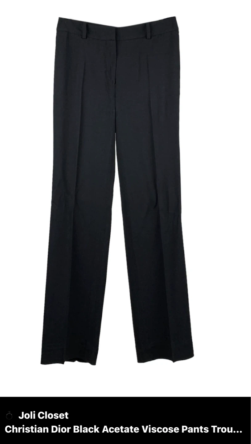 Sz 8 Vintage Women’s Christian Dior Wool Black Dress Pants