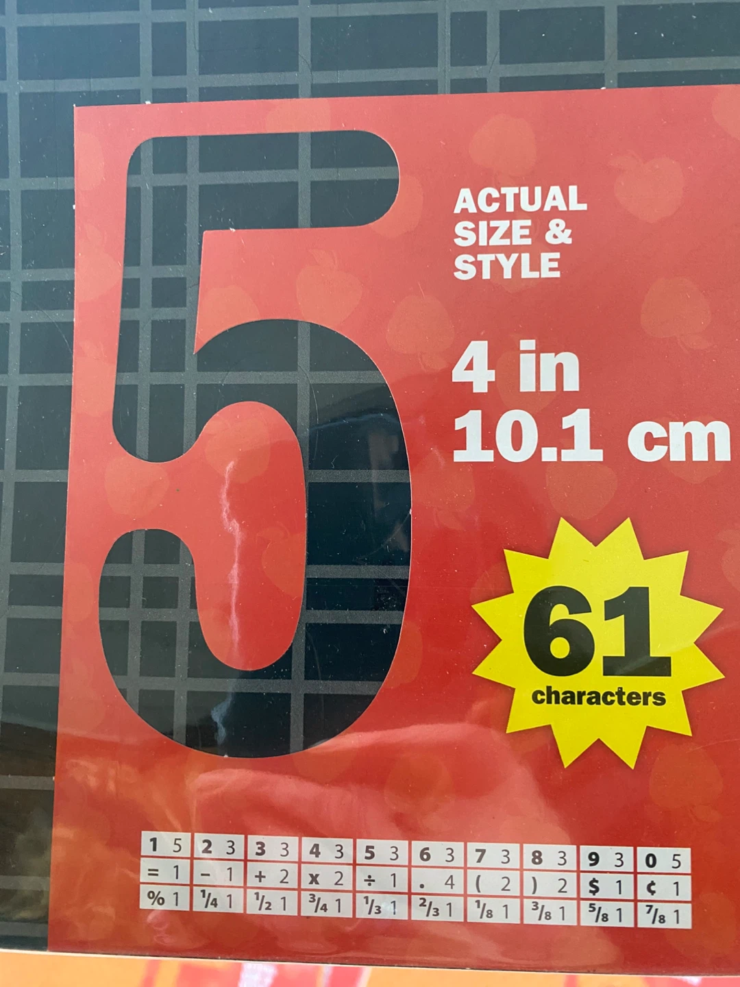 4 inch / 10.1 cm Number & Symbol Stickers (61 characters)