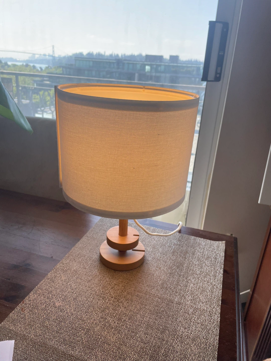 Wooden Base Table Lamp with Fabric Shade