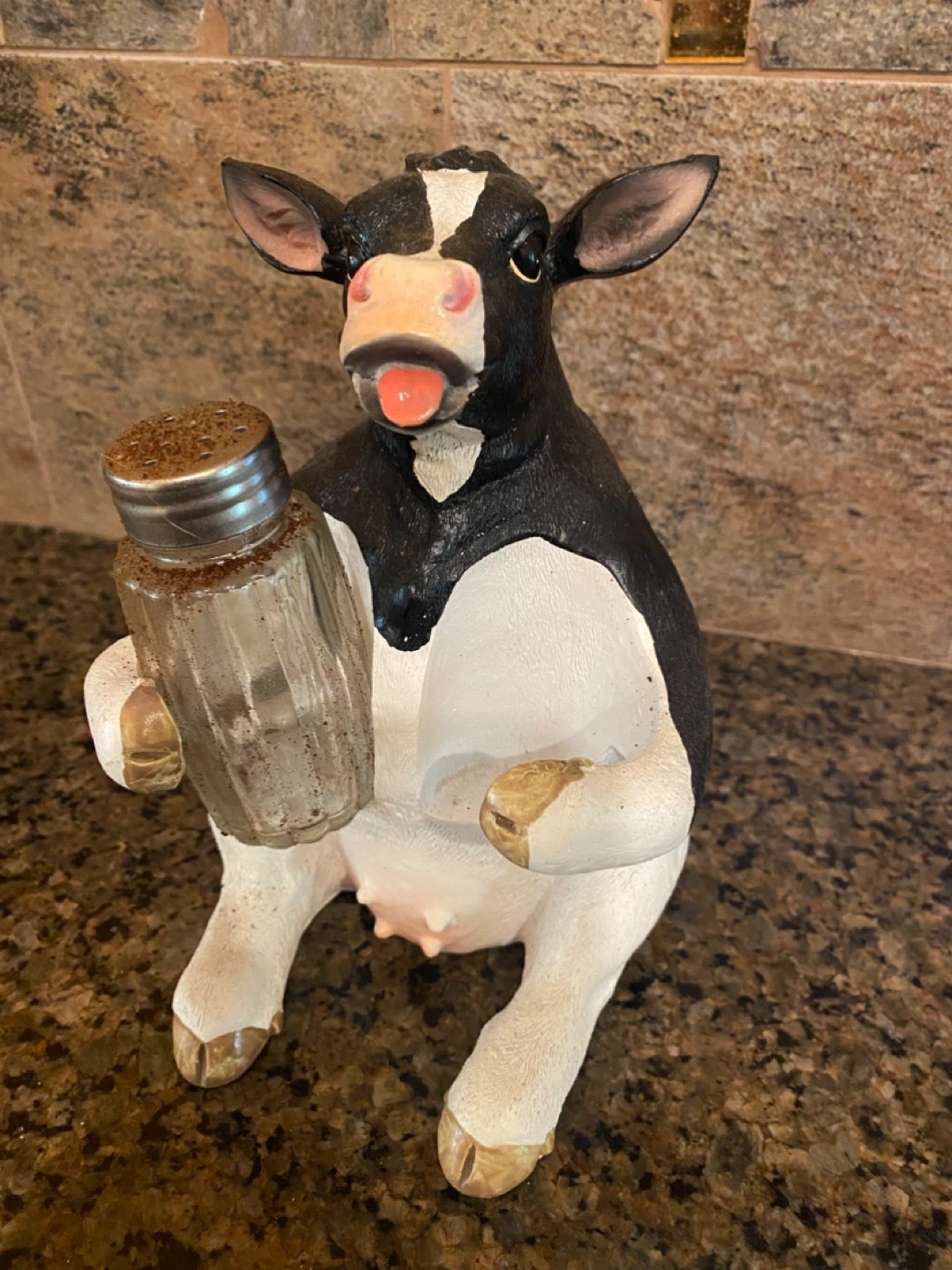 Cow salt and pepper shaker holder