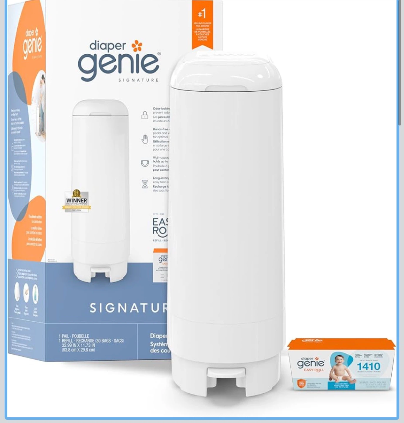 Diaper Genie Signature Pail with 1 Refill - photo 2