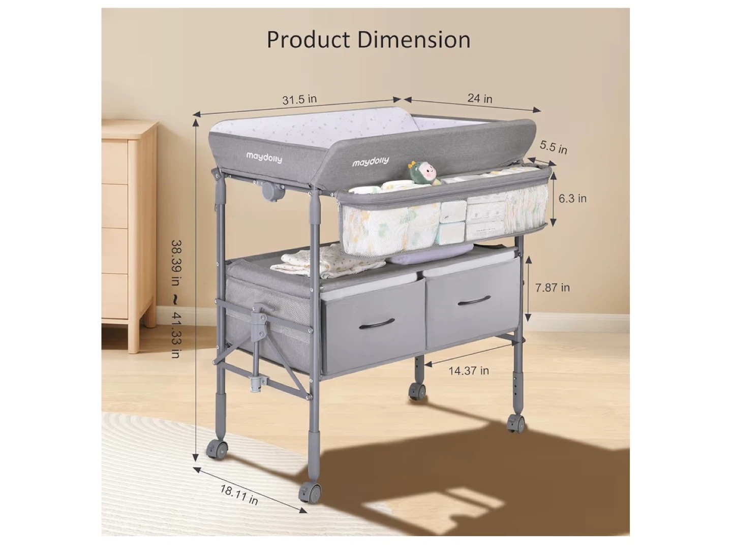 Baby Changing Table (bundle w/ pad + muslin covers) - photo 2