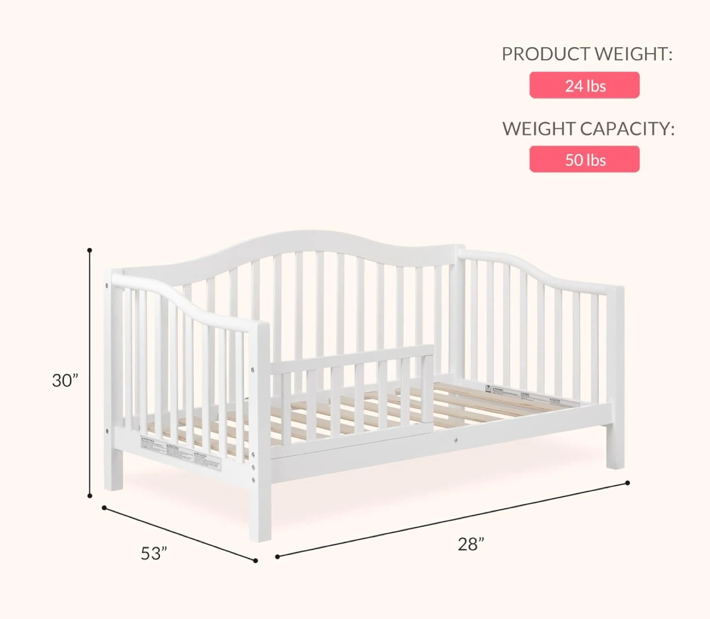 White Toddler Bed with Safety Guard Rail - photo 4