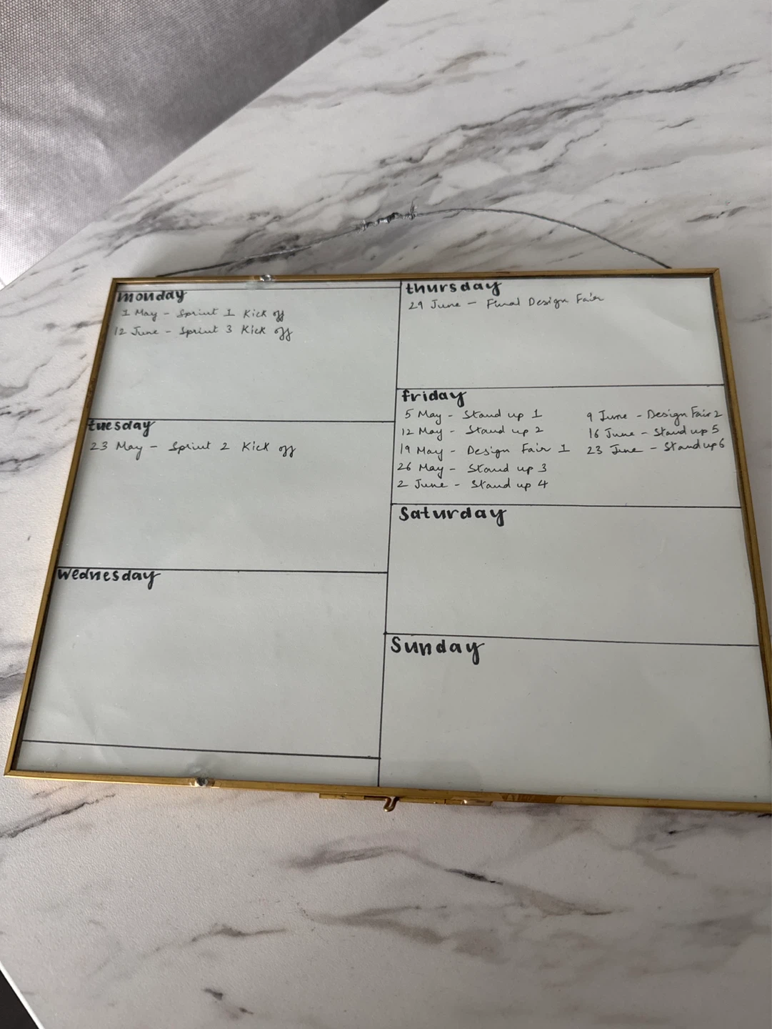 Gold Framed Glass with DIY Sheet