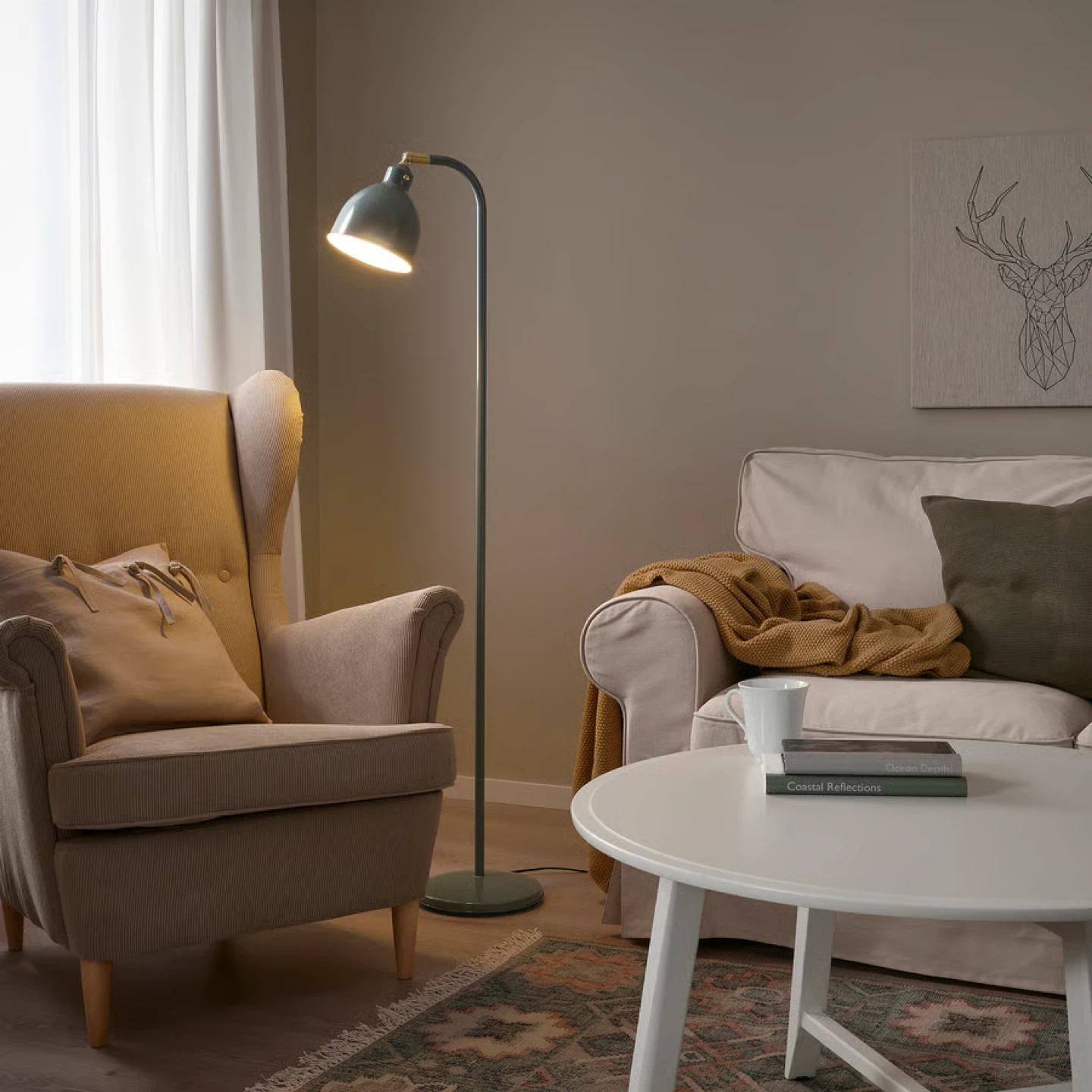 IKEA RÖDFLIK Floor/Reading Lamp, Gray-Green