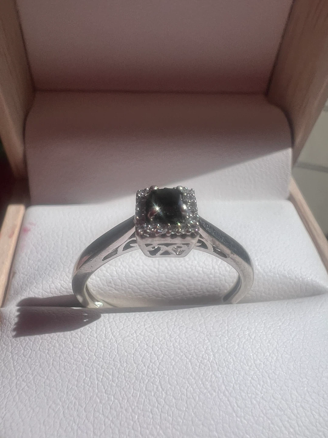 Sterling Silver Halo Ring with Black Stone - photo 2