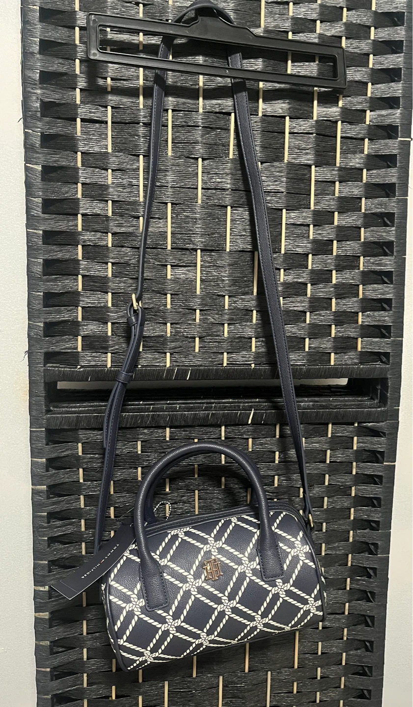 Tommy Hilfiger Navy Blue Rope Pattern Satchel Handbag - photo 2