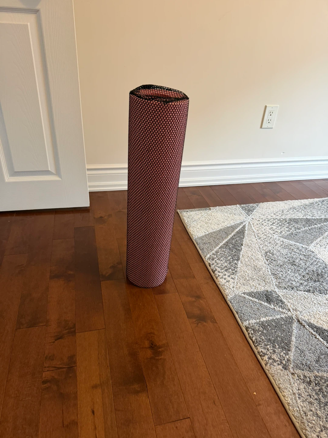 Rolled up yoga mat