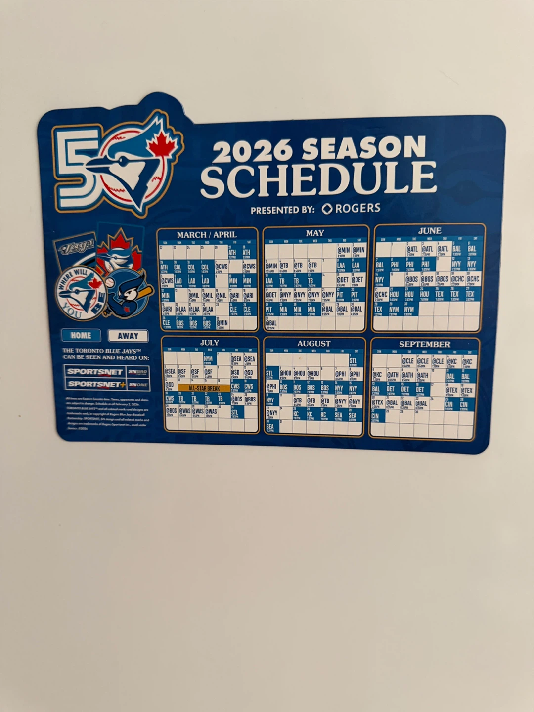 Toronto Blue Jays 2026 Season Schedule Poster