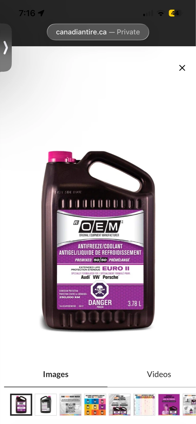 OEM Antifreeze/Coolant Premixed 50/50 - 3.78 L
