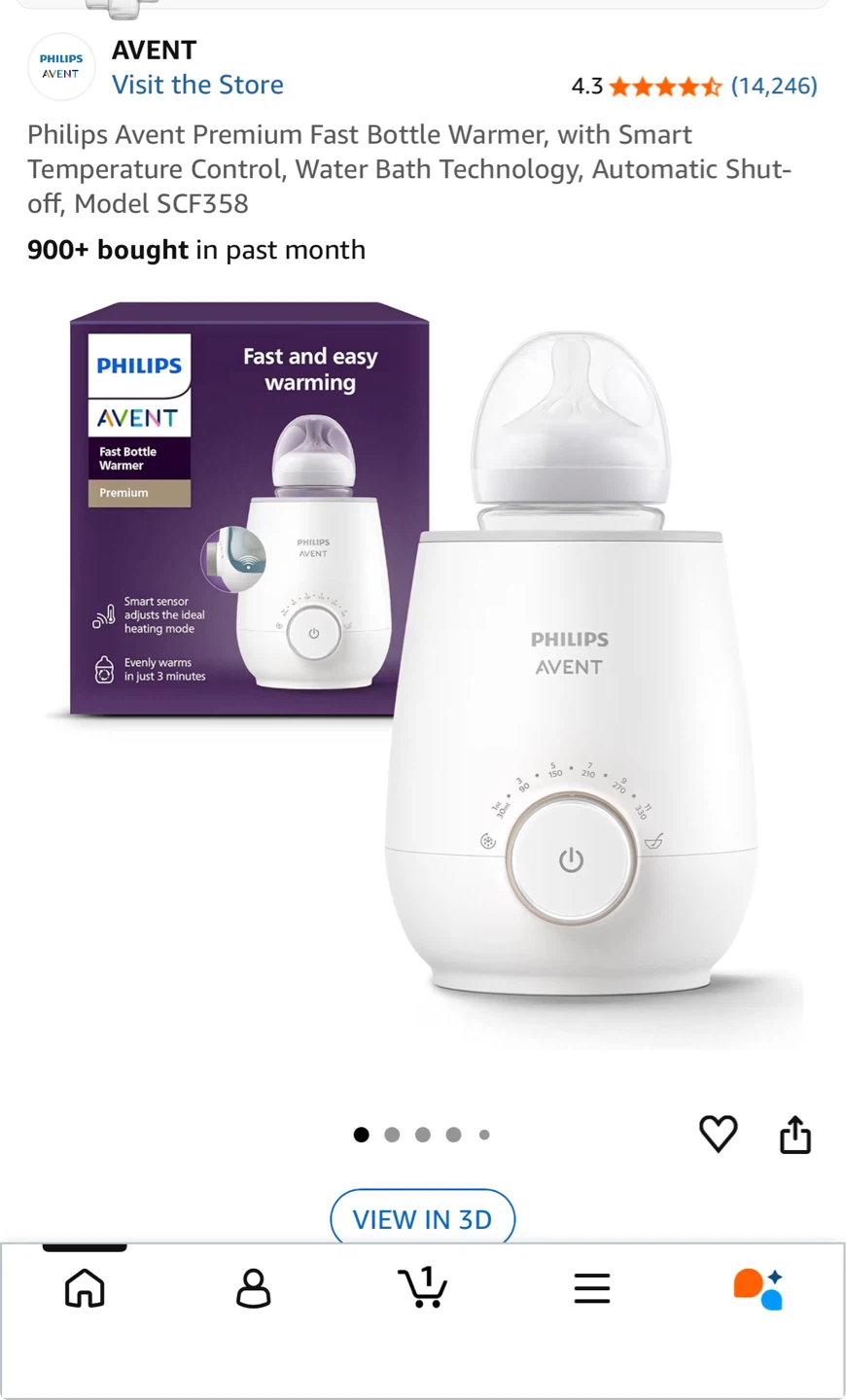 Philips Avent Premium Fast Bottle Warmer SCF358