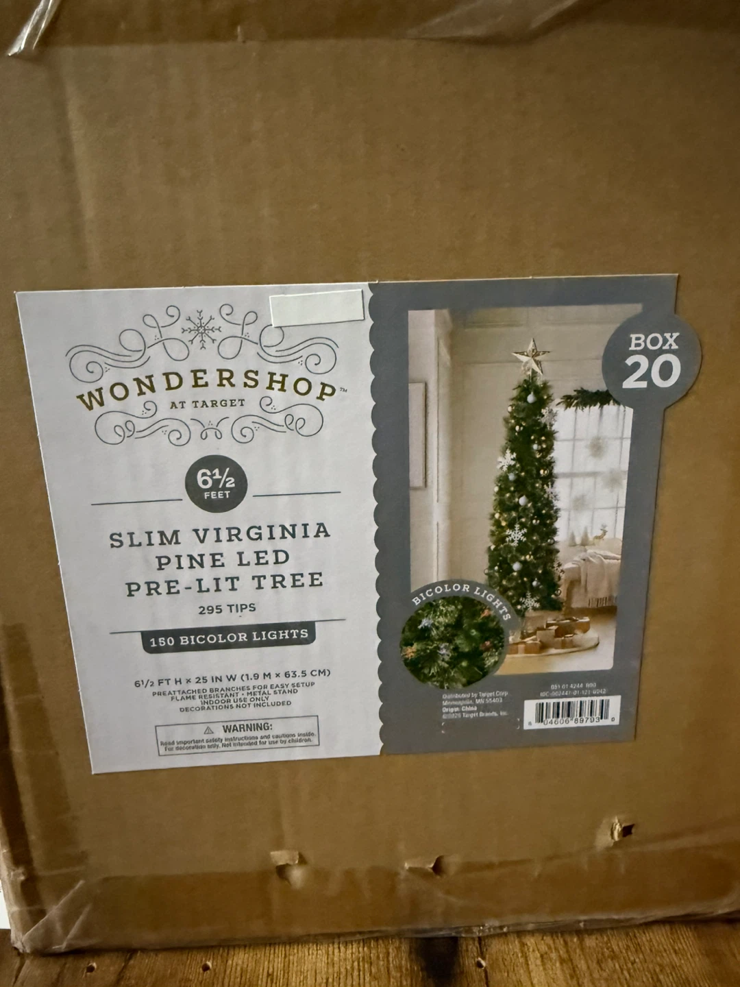 Wondershop 6.5ft Slim Virginia Pine LED Pre-Lit Tree