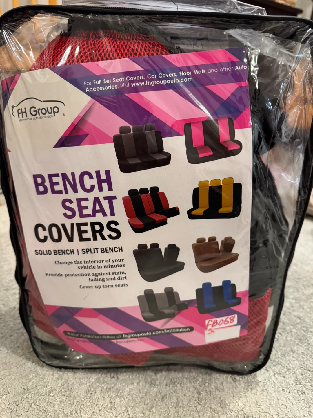 FH Group Bench Seat Covers - Red and Black