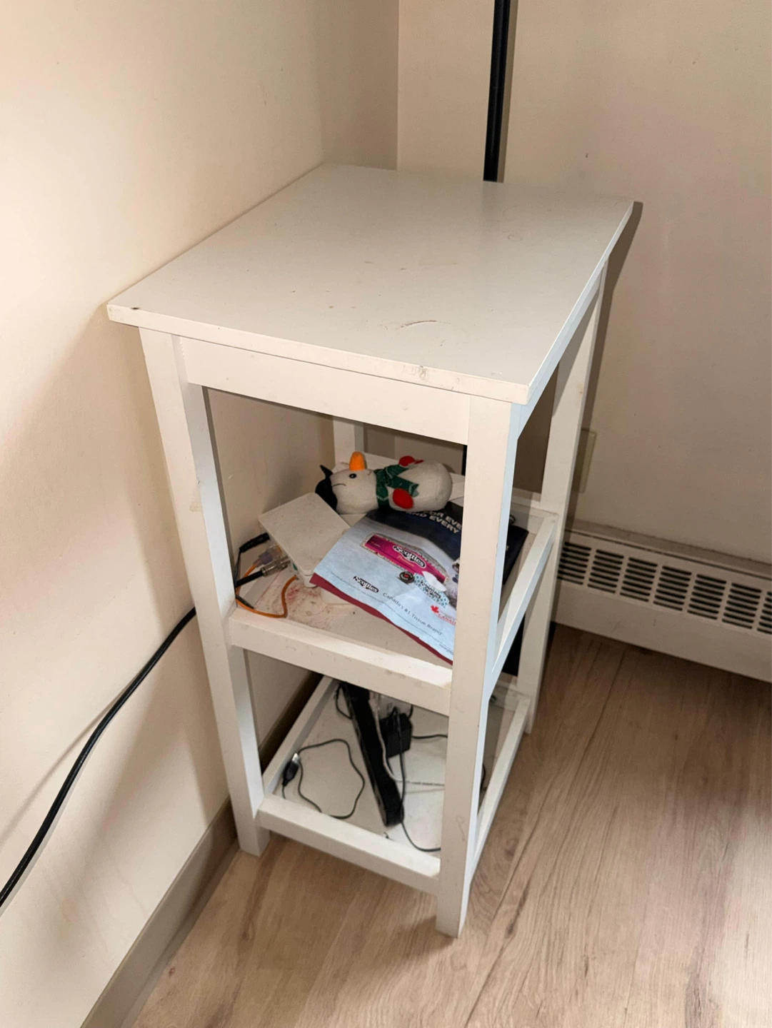 White Side Table with Two Shelves