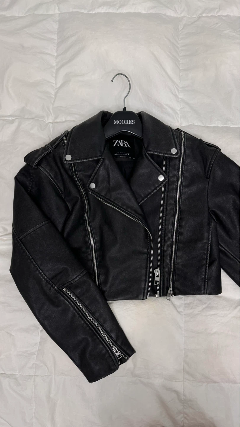 ZARA Cropped Faux Leather Jacket