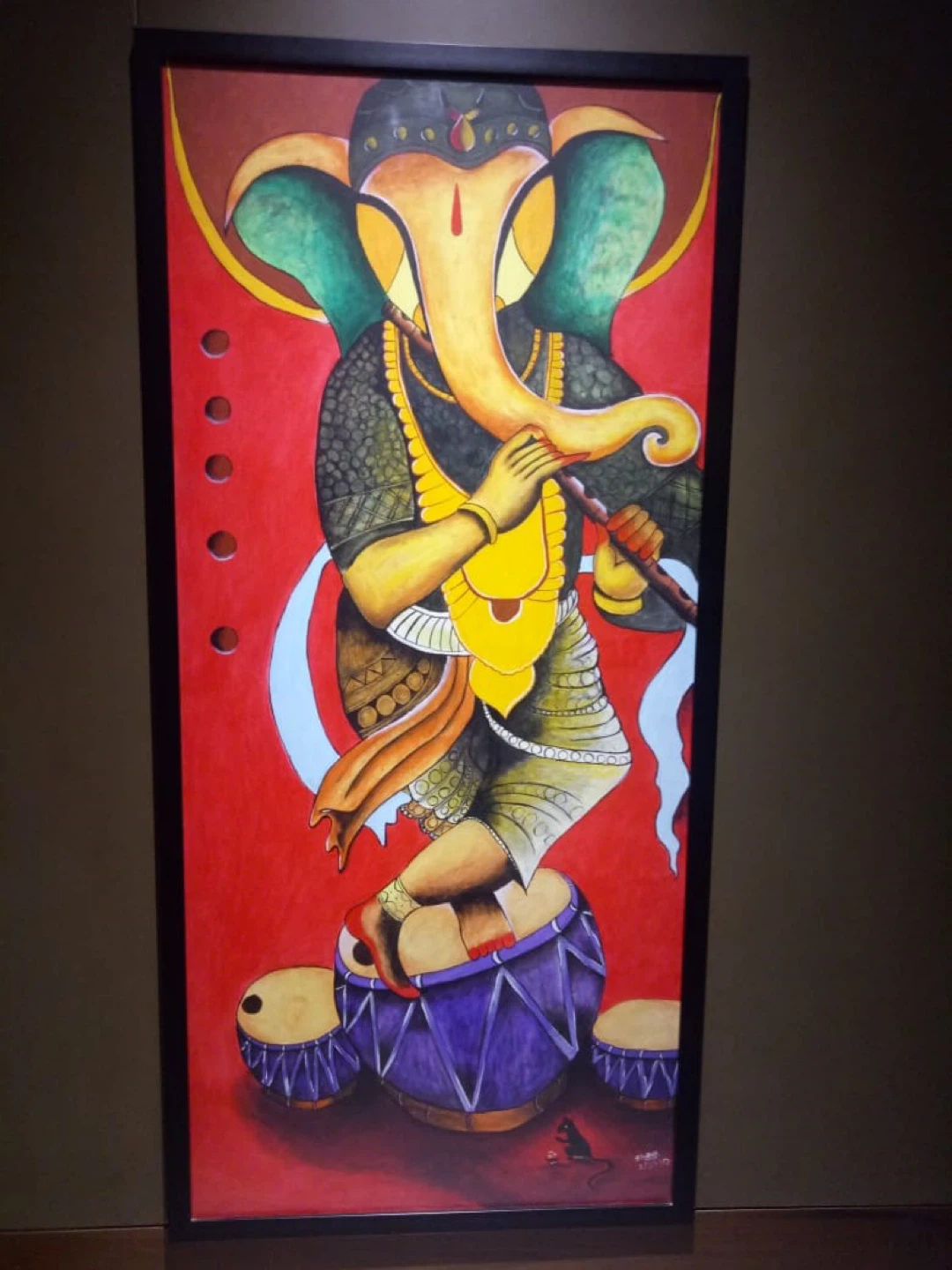 Ganesha playing flute painting