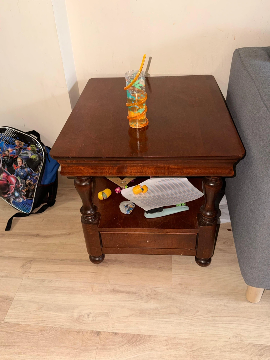 Wooden End Table with Drawer