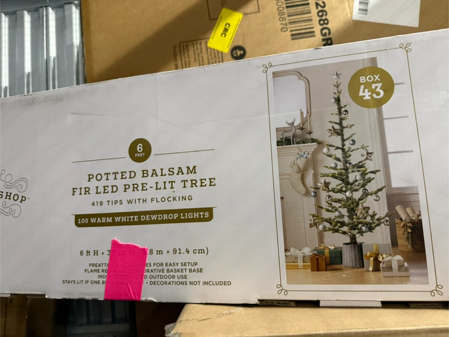 6 ft Potted Balsam Fir LED Pre-Lit Tree with Flocking