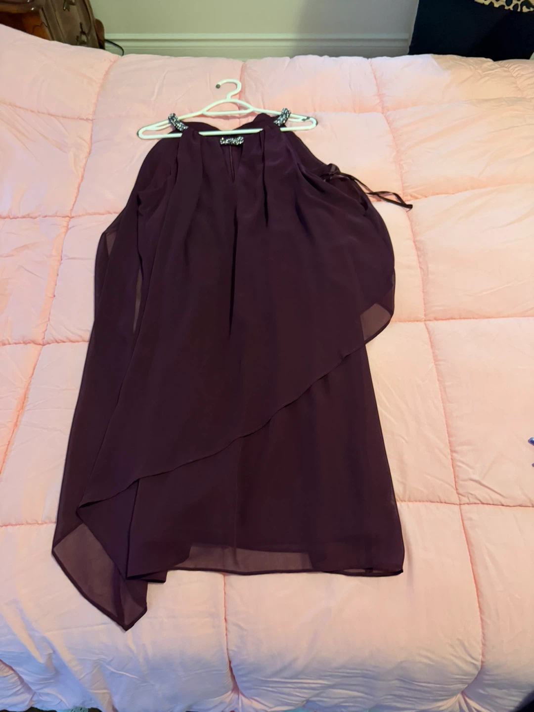 Purple Embellished Chiffon Dress