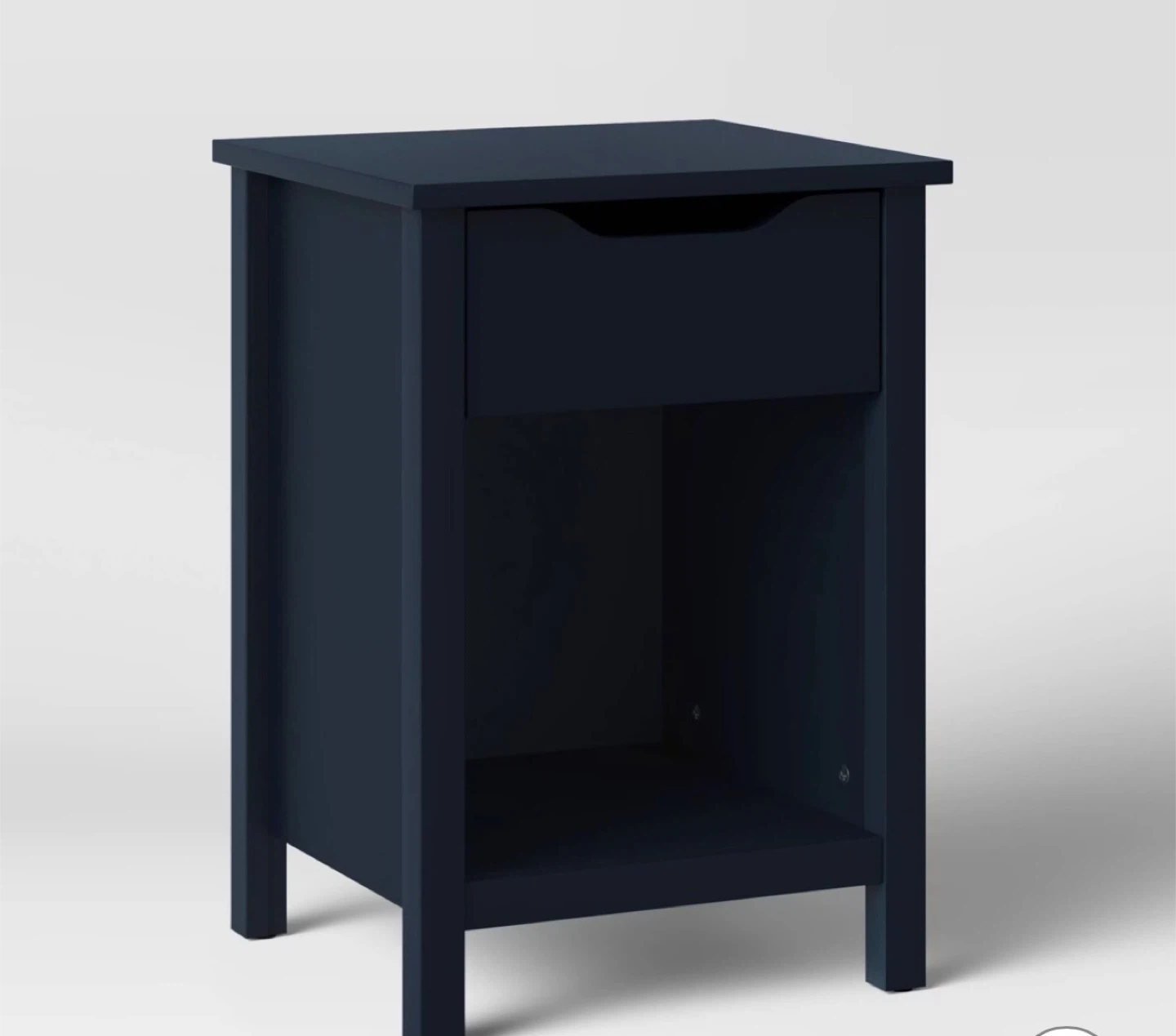 Dark Blue Nightstand with Drawer and Shelf
