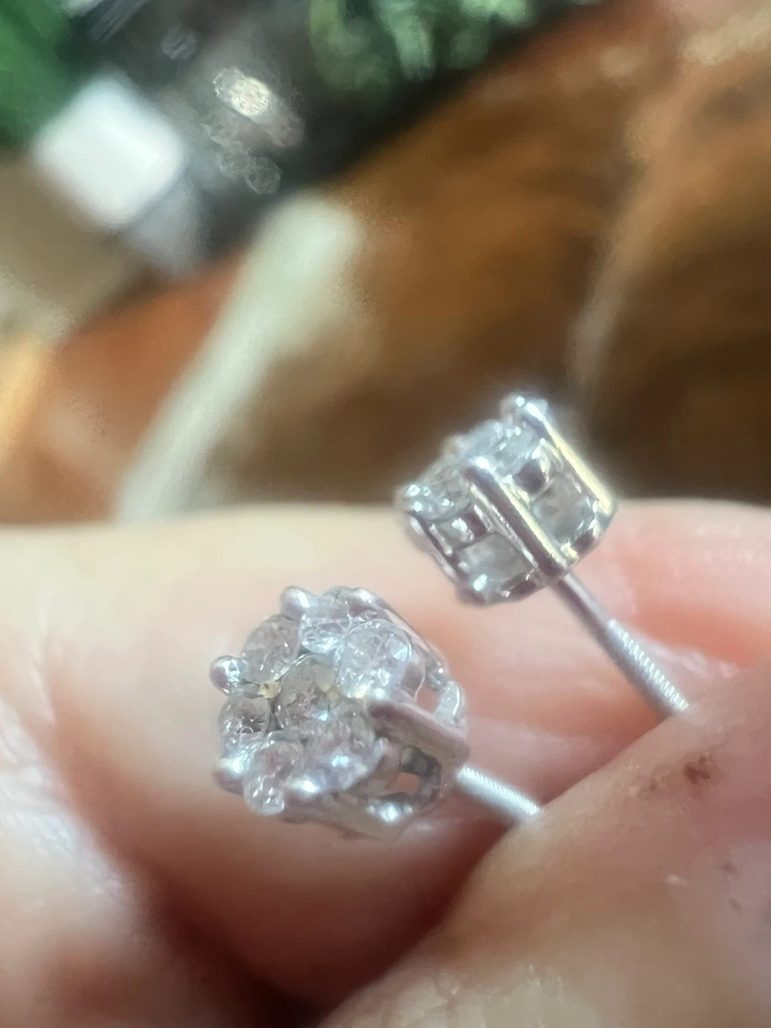 14 k Diamond Cluster Stud Earrings - photo 3