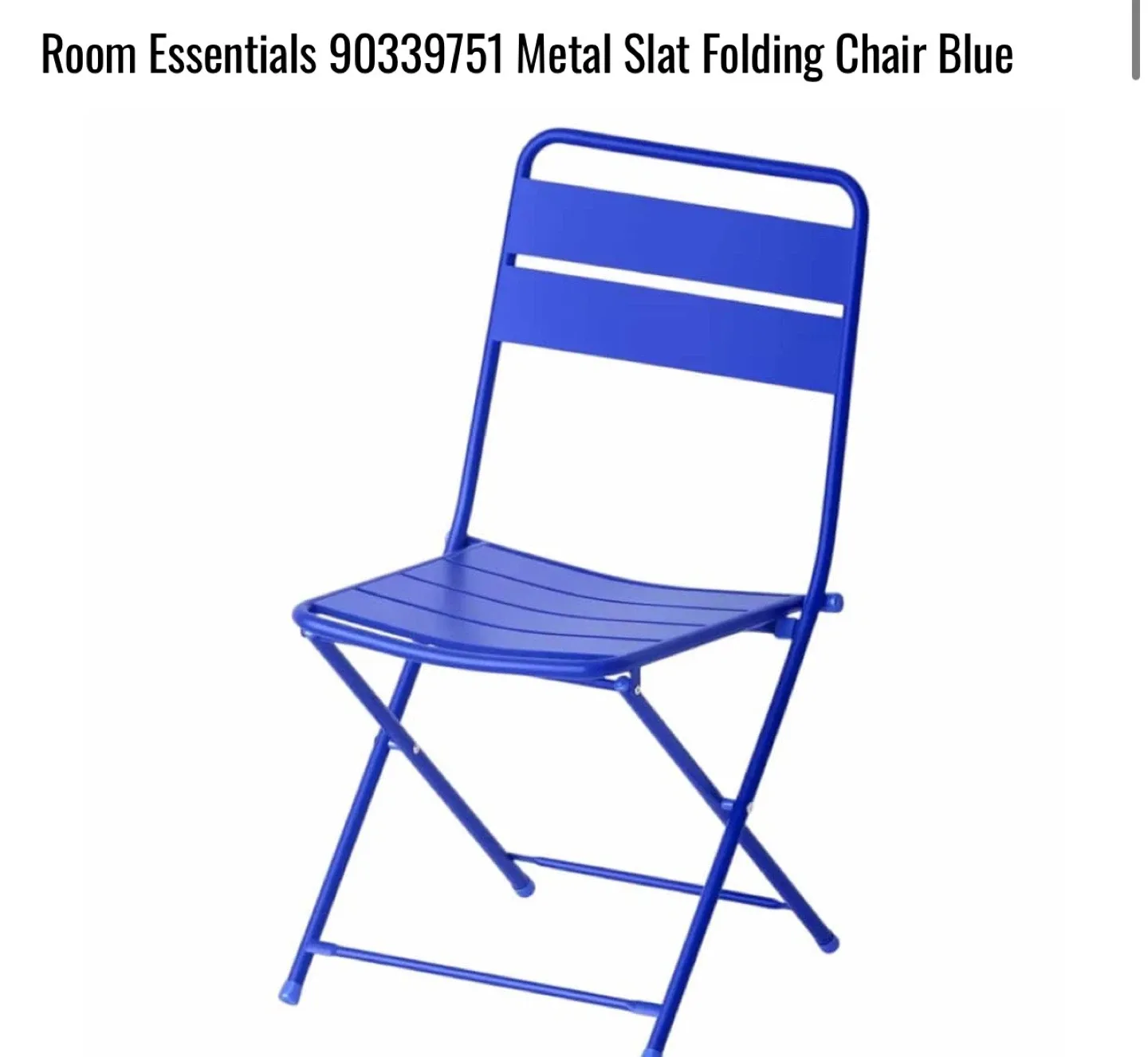 Room Essentials Metal Slat Folding Chair Blue